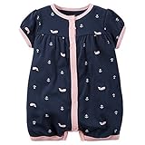 Carters Baby Girls Snap-Up Cotton Romper Navy Whales NB