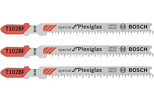 Bosch T102BF 3-5/8-Inch X 13-Tpi, T-Shank Clean-Cut for Plexiglas Jigsaw Blade, 3-Pack,Blue