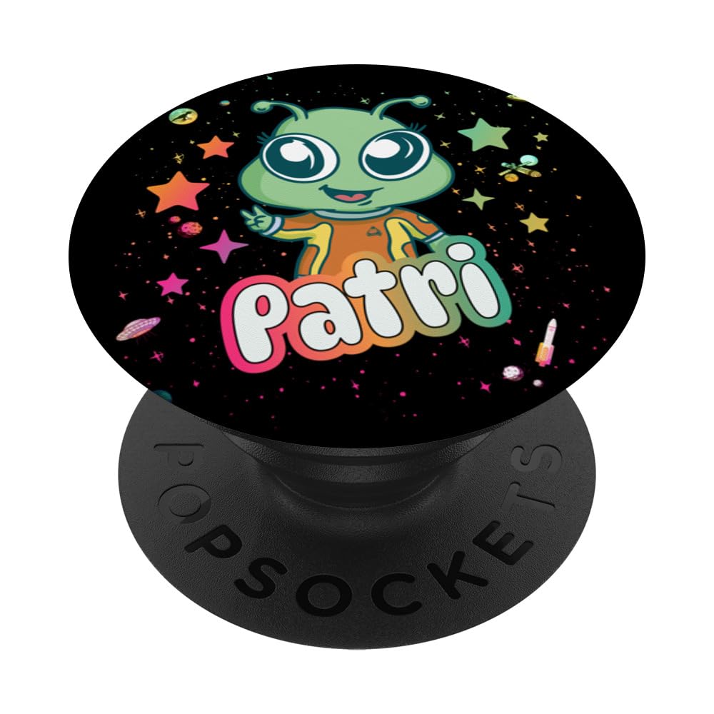 PATRI - Adorable girl name with cute Alien PopSockets Swappable PopGrip
