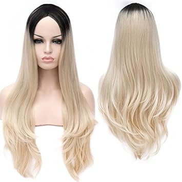 Royalvirgin Kylie Jenner 66 Cm Lang Gewellt Ombre Blond Perucke Drag Queen Lockiges Haar Billig Weiblich Synthetische Perucken Fur Frauen Amazon De Beauty