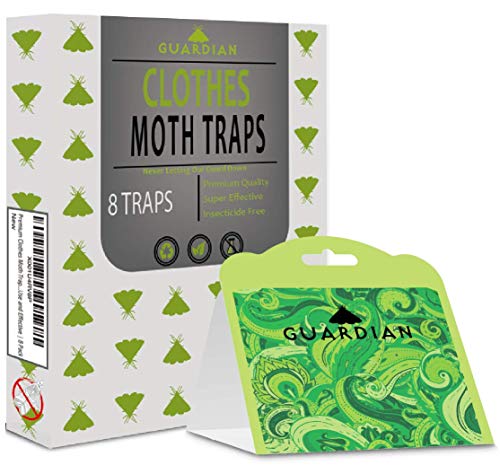 Premium Clothes Moth Traps by Guardian European Pheromone Attractant | Safe, Non-Toxic, and Insecticide Free | Easy to Use and Effective | 8 Pack