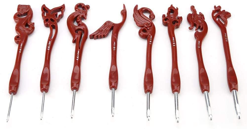 Crochet Hooks Set, 8Pcs Various Pattern Aluminum Crochet Hooks for Yarn Knitting 2.5mm 3mm 3.5mm 4mm 4.5mm 5mm 5.5mm 6mm