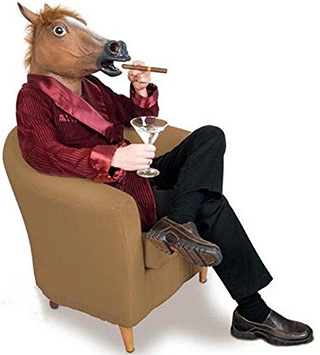 Kingmys KINGMYS Latex Horse Head Mask (Brown Horse Mask)