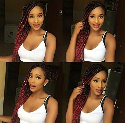 22" (55cm) 90 Grams LONG LARGE BOX BRAID - FREETRESS BULK CROCHET & LATCH HOOK BRAIDING HAIR (1B/Burg)