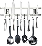Magnetic Knife Strip 12 Inch - Best Kitchen Magnetic Knife Holder - Wall Knife Magnet - Magnetic Knife Rack Bar With 4 Hooks in Gift Box - 5 Years Guarantee