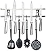 ECO KITCHEN 12 Inch Stainless Steel Magnetic Knife Holder - Magnetic Knife Strip with 4 Hooks - Knife Rack/Knife Bar for Kitchen Utensils and Cooking Sets - Save Your Space Now!