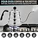 Pour Over Kettle with Silicon Coaster Bonus - Gooseneck Dripper for Tea and Coffee - Brushed Stainless Steel, Ergonomic Designed, 40 Oz/1.2 L