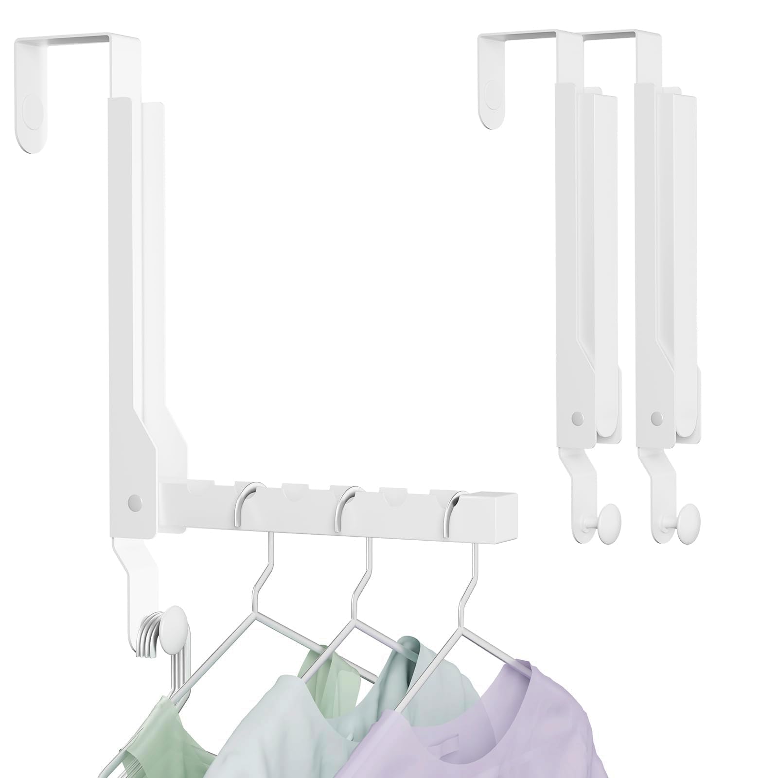 Photo 1 of 2 Pack Over The Door Hanger Folding Clothes Drying Rack, Folding Hanging Coat Rack for Indoor Laundry Room Compact Small Space Foldable Portable Clothing Hanger Hook Collapsible (Wihte-2(Upgraded))