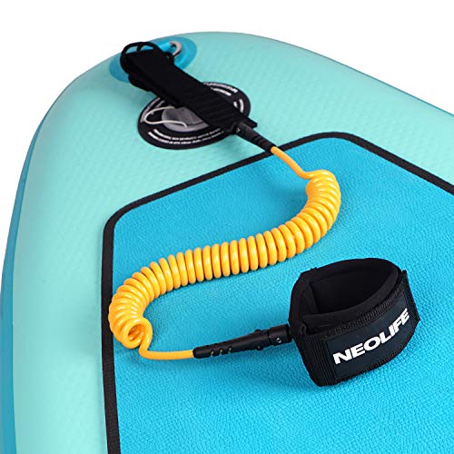 Neolife Coiled Premium Surfboard Leash,Stand Up Paddle Board Leash Ankle Strap Leg Rope with Double Stainless Steel Swivels for Longboard Snowboard Sup Leashes(6Ft Yellow