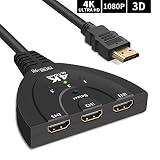 HDMI Switch 4K, TWENS 1995 3 Port Switch Supports 4K/3D/PS3/PS4/Xbox/1080P/Apple TV/DVD Player/Laptop