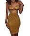 ioiom Outfits for Women Bodycon Halter V Neck Backless Crop Top and High Waist Skirt Set Stretchy Sequin Dress Gold M