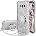 OCYCLONE Galaxy S8 Case, Glitter Cute Phone Case for Women Girls with Kickstand, Bling Diamond Rhinestone Bumper with Ring Stand Compatible with Galaxy S8 Case for Girl Women - Silver
