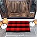 YHOUSE Buffalo Plaid Rug Cotton Front Door Mat Outdoor Doormat Washable Checkered Rugs Indoor/Outdoor Welcome Mat for Layered Mat Porch/Kitchen/Farmhouse/Entry(23.6“X35.4“, Red and Black Plaid)