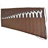 Waxed Canvas Large Wrench/Tool Roll 15 Pockets Portable Pouch Storage for Craftsmen Handmade by Hide & Drink :: Honey Bourbon