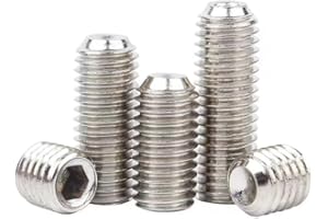 10Pcs 1/4-20x5/8 Hex Socket Set Grub Screws,Headless Cup Point,Flat Point Grub Bolt,Internal Hex Drive,304 Stainless Steel,He