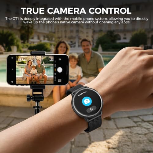 GPS Smart Watch for Men, 1.32" AMOLED Display, 5ATM Waterproof, Fitness Tracker with Bluetooth Calls, 110 Sports Modes, Compass, Barometer, Heart Rate/SpO2/Stress/Sleep Monitor, Android iOS 42mm Black