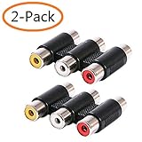 YOQXHY RCA Connector,Audio Video 3-RCA Female to Female Coupler Adapter,(2-Pack)