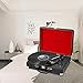 Vinyl Record Player with Speakers 3 Speed Portable Turntable Suitcase Built in 2 Speakers RCA Line Out AUX Headphone Jack -Black