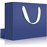EUSOAR Large Navy Blue Gift Wrap Bags, 20 pack 12.5"x4.5"x11" Kraft Paper Shopping Bags with Handles Bulk, Retail Wrapping Bags for Business, Craft Grocery, Boutique, Party Favor, Wedding