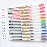 Yishaner 12 Pcs Creative 12 Colors Gel Pen 0.5mm Colour Ink Pens Writing Stationery School Office Supplies