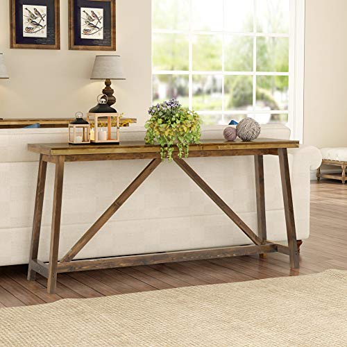 Tribesigns 59 Inches Extra Long Rustic Console Table, Solid Wood Entry
