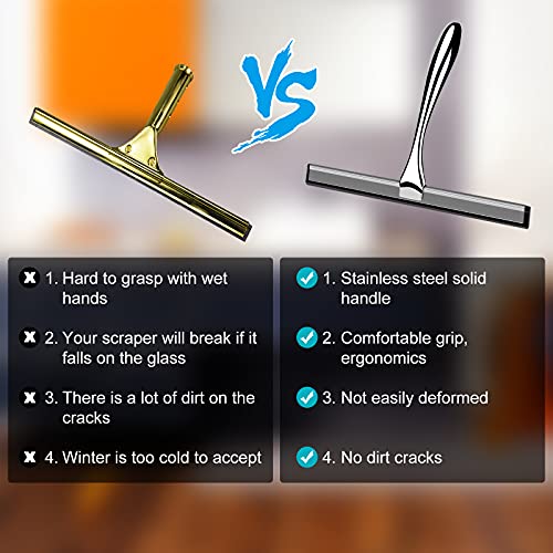 Duschabzieher Edelstahl Fensterabzieher Duschwischer mit Wandaufhänger ohne bohren Silikon-Wischlippe Fensterabzieher für Badezimmer, Spiegel, Fenster, Glasreinigung, Dusche, Badezimmer, Autoscheiben