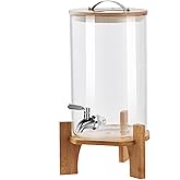 Beverage Dispenser,2.1 Gallon Glass Drink Dispenser with Stand,Glass water dispenser with Spigot, Large Drink Dispensers for Parties,Water Dispensers for Bar,Wedding,Restaurants 8L