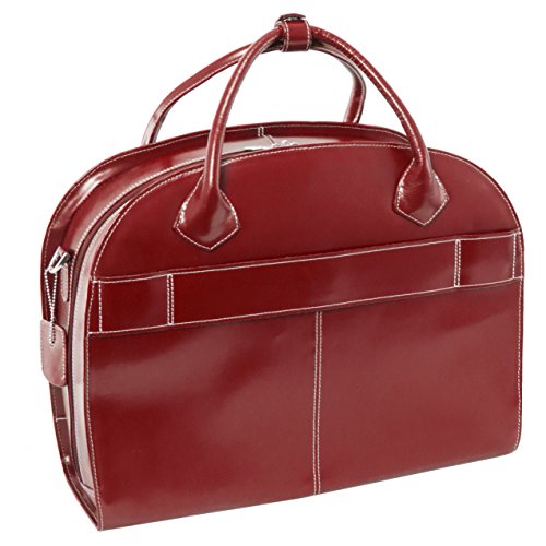 Mcklein USA 94366 Glen Ellyn, 15.4" Leather Detachable Wheeled Case, One Size, Red