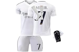 Ihrmok New 2024/25 Vini JR Boys Madrid #7 Kids Soccer Jersey Kit Shorts Socks Set Youth Size For Boys Girls Childrens