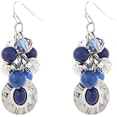 Jules D. Silver/Gold Plated Metal Drop Earrings Colorful Cluster Glass Crystal Stone Beaded Statement Earrings Dangling for Women