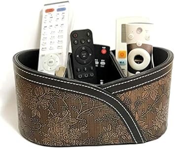 Amazon Com Natoo Leather Tv Remote Control Holder Organizer Controller Tv Guide Mail Cd Organizer Caddy For Desk Caddy Office Pens Pencils Makeup Brushes Vanity Nightstand Holder Brown M Home