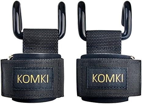 Power Weight Lifting Hooks Grip Komki with Supporting Wrist Wraps Training Gym and Exercises for Men and Women