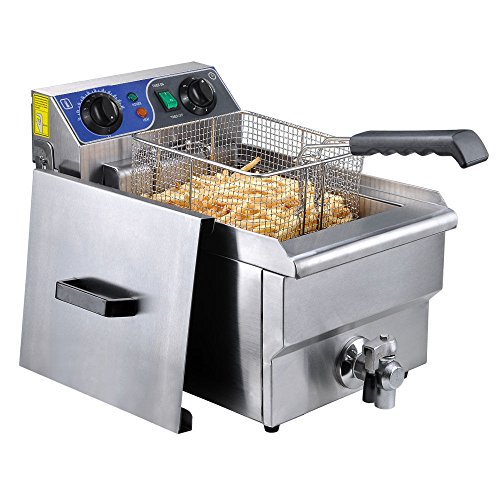 Click Here to See More Images New Commercial Restaurant Electric 10L Deep Fryer w/ Timer and Drain Stainless Steel
