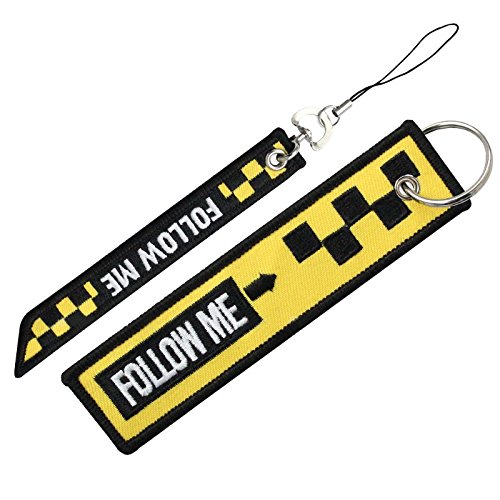 Best M Cotton Embroidered Key Chain FOLLOW ME SLOW Fight Crew Keychain (Black Set 2)