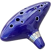 Legend of Zelda Ocarina of Time 12 Hole Alto Triforce Link Ocarina Zelda Cosplay Ceramic Exclusive Replica by AWEF (Dark Blue)