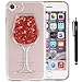 IYCK iPhone 8 Case, iPhone 7 Case, Bling Glitter Sparkle Flowing Floating Liquid Infused Flexible Transparent Soft TPU Rubber Protective Case Cover for iPhone 7/iPhone 8 4.7inch - Red Wine Glass