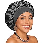 Silk Bonnet for Sleeping Women Curly Hair Bonnets with Tie Band Double Layer Reversible Sleep Bonnet Silk Hair Wrap Sleep Cap