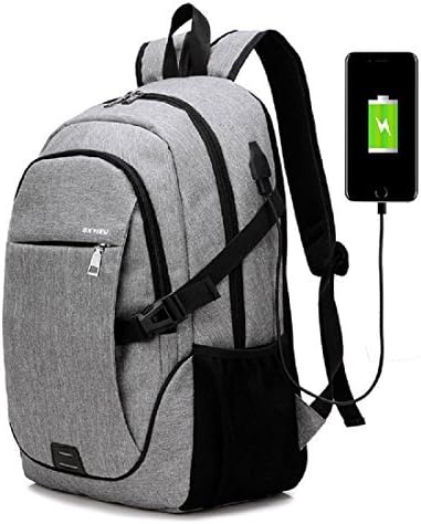 Laptop Backpack for Men and Women, Duckmole Notebook Backpacks with USB Charging Port, USB Cable and Combination Lock, School Travel Business Wearproof Bag with Frame (Gray)