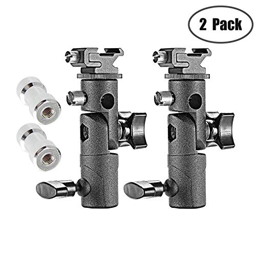 Flash Bracket Mount, 2Pcs Camera Speedlite Stand and Umbrella Holder Mount 180° Swivel Light Stand for Camera DSLR Nikon Canon Pentax Olympus and Other DSLR Flashes Studio Light LED Light - Thumbnail 6