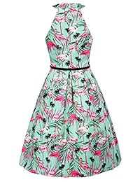 Belle Poque Halter con cinturón Keyhole Vintage sin Mangas de Algodón Vestido de Línea A BP460