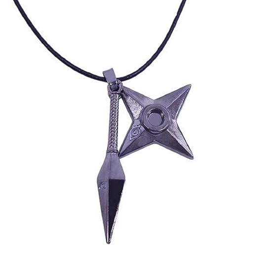 giftandpresent Naruto Halskette Kunai Shuriken Dart Waffe Konoha Logo Uzumaki Naruto Anhänger Leder Seil Ninja Cosplay Anime 