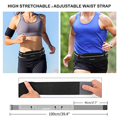 Elastic Running Belt 3 Pocket Waist Pack Pouch Fanny Pack to Hold Cell Phones Up to to 6.5