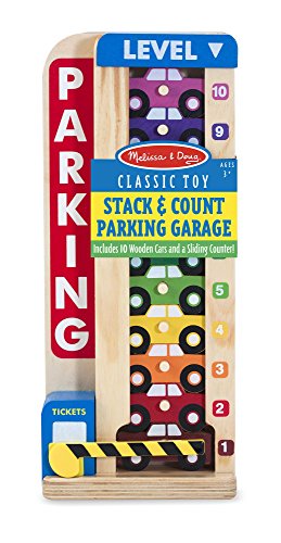 Melissa & Doug Stack & Count Wooden Parking Garage with 10 Cars