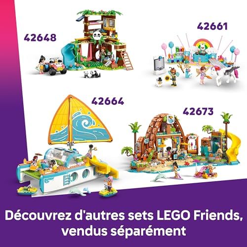 Friends Café des Plantes et Kiosque à Fleurs - Jouet de Construction - 4 Mini-Poupées, Figurine Chat, Tramway & Accessoires de Cuisine Dont Tasses & Théière - Cadeau pour Fille dès 9 Ans 42671