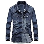 Men’s  Button Down Long Sleeve Washed Denim Shirt www.denim.fit