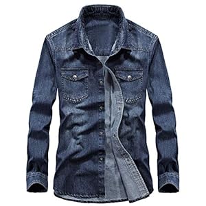 Men’s  Button Down Long Sleeve Washed Denim Shirt www.denim.fit