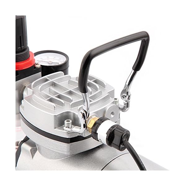 Fengda FD-18-2 Mini Airbrush Kompressor, MÃ¤chtig Luftstrom und Luftdruck, Einkolben Ã¶lfreier Mini Kompressor mit Regulator, Filtur und Manometer ausgestatt. – Bild 4