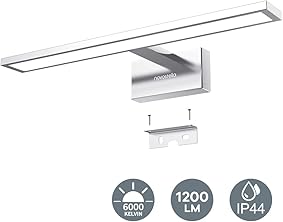 1200LM LED Espejo Baño, 15W Novostella 430 * 135 * 95mm Aplique Baño LED Lámpara Brillante de Espejo, Impermeable IP44 Luz Blanca Fría 6000K, Lámpara Moderna de Cuarto Pared, Voltaje Ancho 100-240V [Clase de eficiencia energética A]