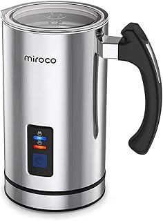 Miroco Milchaufschäumer 240ml 500W Elektrischer Flüssigkeitsaufheizer Milchschäumer mit Funktionen für Heiße und kalte Milch Geräuschloser Betrieb, Antihaftbeschichtung (Silber)