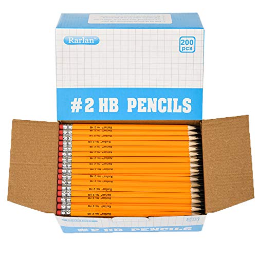 Rarlan Wood-Cased #2 HB Pencils, Pre-sharpened, 200 Count Classpack